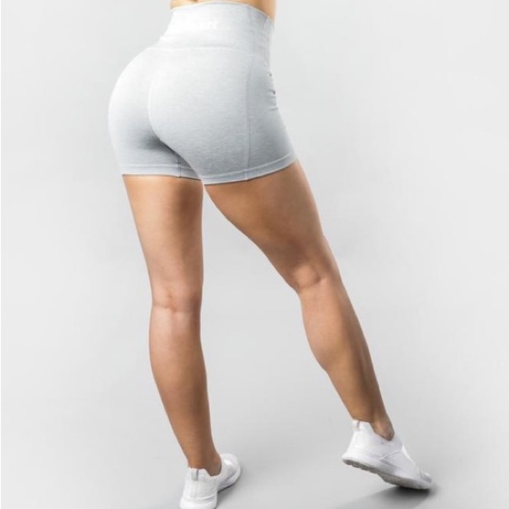 Alphalete Light Gray High-Waist Athletic Shorts